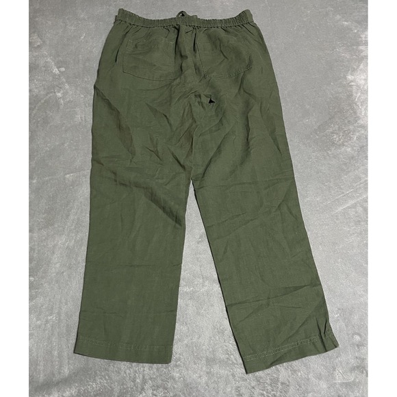 J Crew Pants Womens Medium Tall Green Linen Blend Straight Leg Boho Beach Crop - Picture 6 of 6